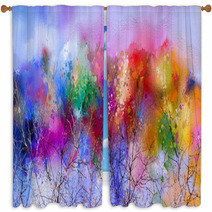 Abstract Colorful Oil Painting Landscape On Canvas Window Curtains 214179384
