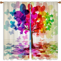 Abstract Colorful Tree. Vector. Window Curtains 23502281