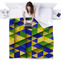 Abstract Design Using Brazil Flag Colours Blankets 65685351