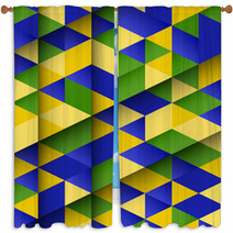 Abstract Design Using Brazil Flag Colours Window Curtains 65685351