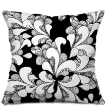 Abstract Doodle Seamless Pattern On Black Background Pillows 69065632