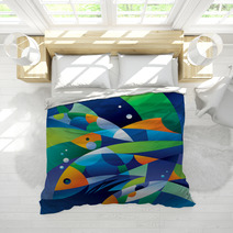 Abstract Fishes In The Depths Of The Ocean Bedding 27873150
