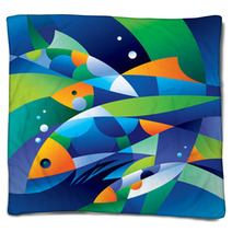 Abstract Fishes In The Depths Of The Ocean Blankets 27873150