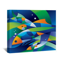 Abstract Fishes In The Depths Of The Ocean Wall Art 27873150