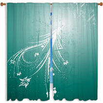 Abstract Floral Background Window Curtains 11939440