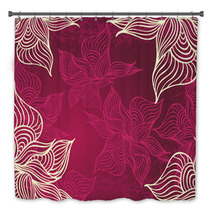 Abstract Floral Background With Flowers   Grunge In Burgundy Bath Decor 61041516