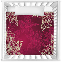 Abstract Floral Background With Flowers   Grunge In Burgundy Nursery Decor 61041516