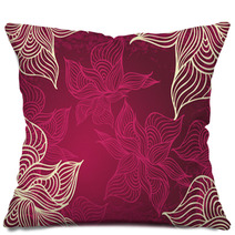 Abstract Floral Background With Flowers   Grunge In Burgundy Pillows 61041516