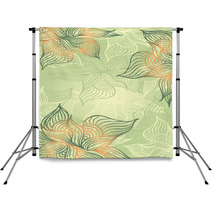 Abstract Floral Background With Flowers   Grunge In Green Color Backdrops 61101182