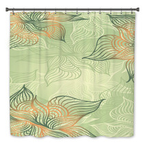 Abstract Floral Background With Flowers   Grunge In Green Color Bath Decor 61101182