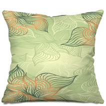 Abstract Floral Background With Flowers   Grunge In Green Color Pillows 61101182