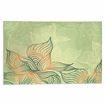 Abstract Floral Background With Flowers   Grunge In Green Color Rugs 61002743