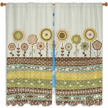 Abstract Floral Card Window Curtains 64054069