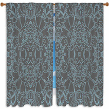 Abstract Floral Pattern On A Dark Background Window Curtains 47545119