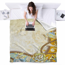 Abstract Floral Swirl Blankets 60141962