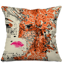Abstract Floral Woman Pillows 56933409