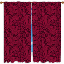 Abstract_flowers_red Window Curtains 51069374