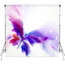 Abstract Flying Butterfly With Blue Purple And Cyan Blots Backdrops 223983674