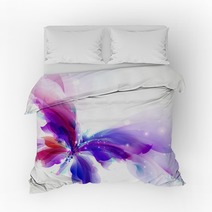 Abstract Flying Butterfly With Blue Purple And Cyan Blots Bedding 223983674