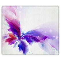 Abstract Flying Butterfly With Blue Purple And Cyan Blots Rugs 223983674