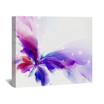 Abstract Flying Butterfly With Blue Purple And Cyan Blots Wall Art 223983674