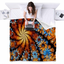 Abstract Fractal Floral Backgound Blankets 66299548