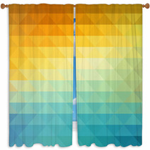 Abstract Geometric Background With Orange Blue And Yellow Triangles Summer Sunny Design Window Curtains 105973234