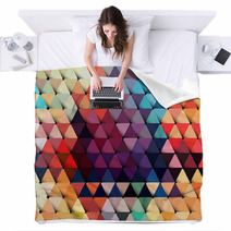Abstract Geometric Background With Stylish Retro Color Tones. Blankets 65707083
