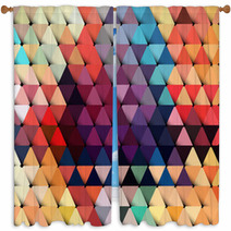Abstract Geometric Background With Stylish Retro Color Tones. Window Curtains 65707083
