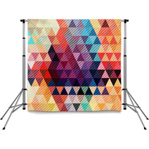 Abstract Geometric Background With Stylish Retro Colors Backdrops 58525259