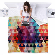 Abstract Geometric Background With Stylish Retro Colors Blankets 58525259