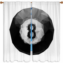 Abstract Geometric Polygonal 8 Ball Billiards For Your Design. Window Curtains 57882024