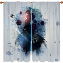 Abstract Gothic Woman Background Window Curtains 49823624