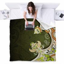 Abstract Green Floral Background Blankets 61810680