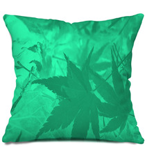 Abstract Green Leaf Background. Pillows 36587318
