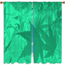 Abstract Green Leaf Background. Window Curtains 36587318