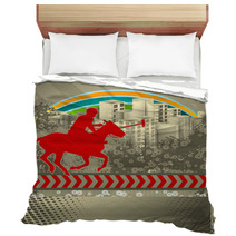 Abstract Grunge Background With Polo Player Silhouette Bedding 31768867