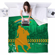 Abstract Grunge Background With Polo Player Silhouette Blankets 31768809