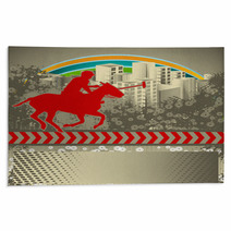Abstract Grunge Background With Polo Player Silhouette Rugs 31768867