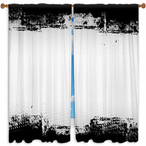 Abstract Grunge Border Graphic Design Window Curtains 37388604