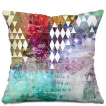 Abstract Grunge Style Background With Distressed Effect Pillows 70174169