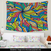 Abstract Hand-drawn Waves Pattern, Seamless Floral Vector Backgr Wall Art 70488705