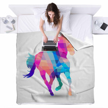 Abstract Horse Of Geometric Shapes Blankets 54961830