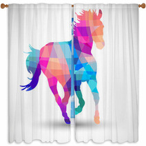Abstract Horse Of Geometric Shapes Window Curtains 54961830