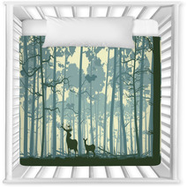 Abstract Illustration Of Wild Animals In Wood. Nursery Decor 56443784