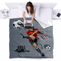 Abstract Image Of Soccer Player Blankets 49431122