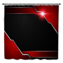 Abstract Metallic Red Black Frame Layout Modern Tech Design Template Background Bath Decor 128341187