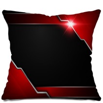Abstract Metallic Red Black Frame Layout Modern Tech Design Template Background Pillows 128341187