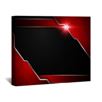 Abstract Metallic Red Black Frame Layout Modern Tech Design Template Background Wall Art 128341187
