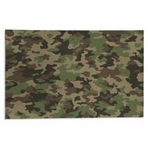 Abstract Military Or Hunting Camouflage Background Seamless Pattern Brown Green Color Rugs 143518838